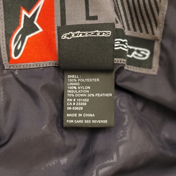 Alpinestars Down feather puffer jacket Size L - Picture 4 of 4